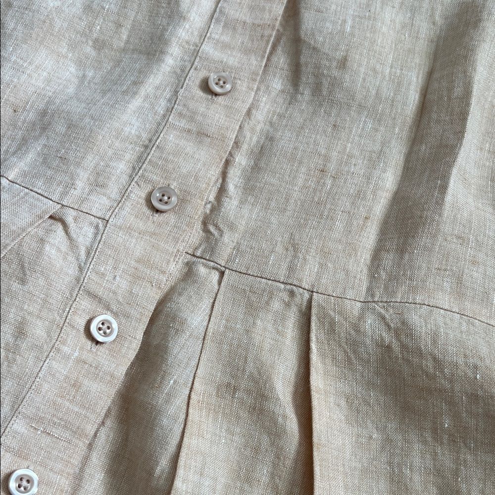 Like New! Thomas Pink 100% Linen Button-Front Belted Peplum Top in Size 8 - Picture 8 of 14